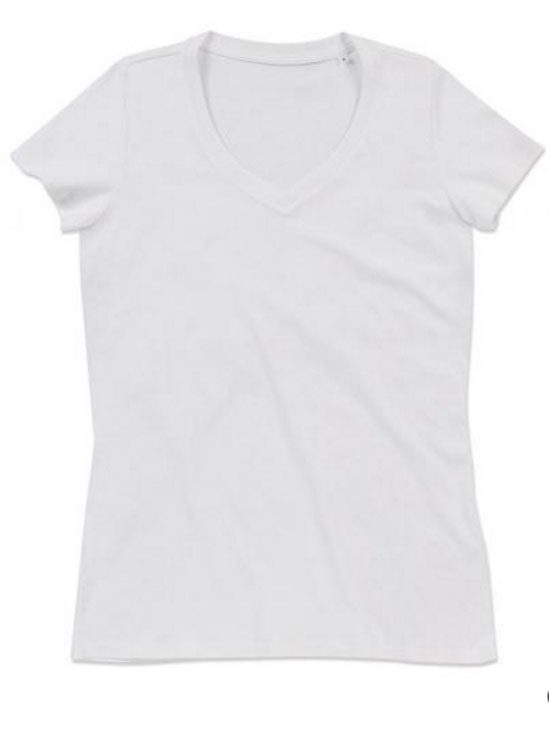camiseta-algodón-orgánico-mujer-cuello-V-blanco | camisetasecologicas.es